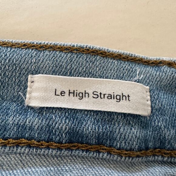 FRAME Denim | Le High Straight Light Blue Chewed Hem Straight Jeans Laskey  | 26 - Picture 7 of 7
